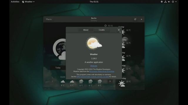 Gnome 3.24 - Weather in notifications area - Demo смотреть онлайн