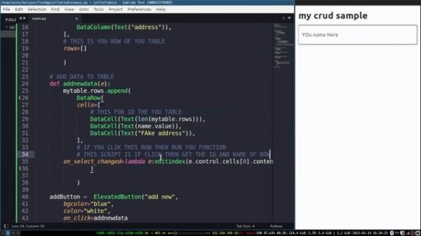 Flet Tutorial - DataTable CRUD