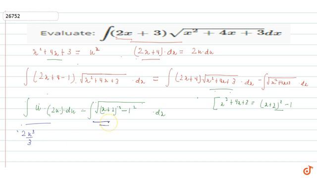 JEE MAINS 2018 Evaluate: `int(2x+3)sqrt(x^2+4x+3)dx` смотреть онлайн