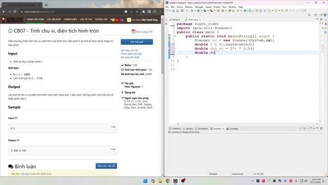 Bài 5. Tính chu vi, diện tích hình tròn (Series giải bài tập Java) смотреть онлайн