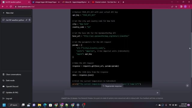 ChatGPT Current Weather of City Python смотреть онлайн