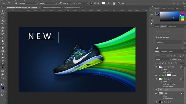 Creative Website Banner Design - Adobe Photoshop Tutorial смотреть онлайн