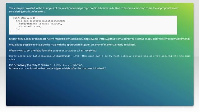 React-Native-Maps fits Coordinate right after being loaded смотреть онлайн