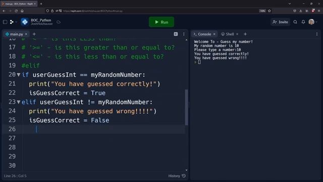 Beginner Python - using Booleans in if conditions (Guess My Number Game Tutorial) смотреть онлайн