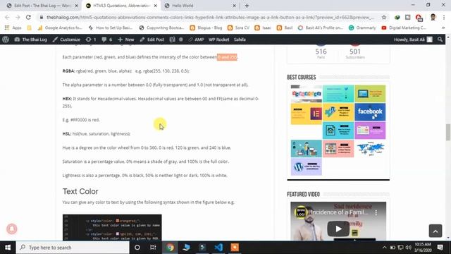 Lesson 04-3 | Color property, HEX, RGB, RGBA, and HSL values in Urdu/Hindi смотреть онлайн