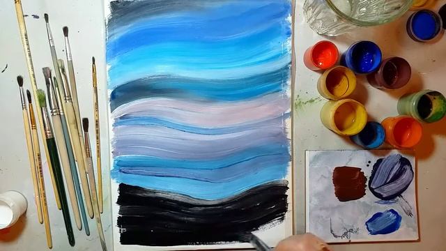 Рисуем гуашью - ёлки в ночи смотреть онлайн