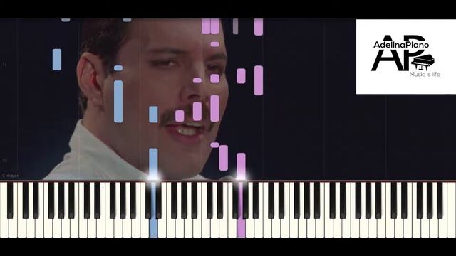 Freddie Mercury - Time Waits For No One | Adelina Piano synthesia tutorial смотреть онлайн