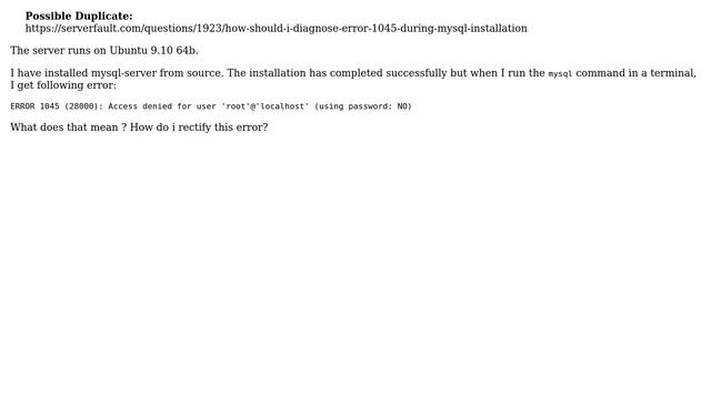 "Access denied for user 'root'@'localhost' (using password: NO)" when running the mysql command смотреть онлайн