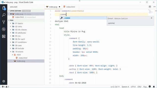 Pug (Jade) Tutorial #10 - Mixins | Reusable blocks of code смотреть онлайн