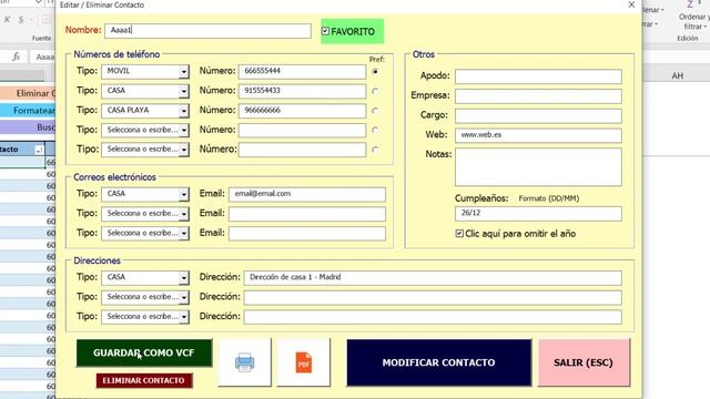 Agenda y gestor de contactos VCF en Excel смотреть онлайн