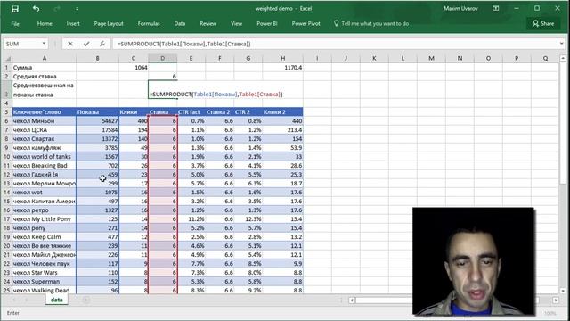 3.9 Смысл средневзвешенной — Курс «Power Bi для интернет-маркетинга» смотреть онлайн