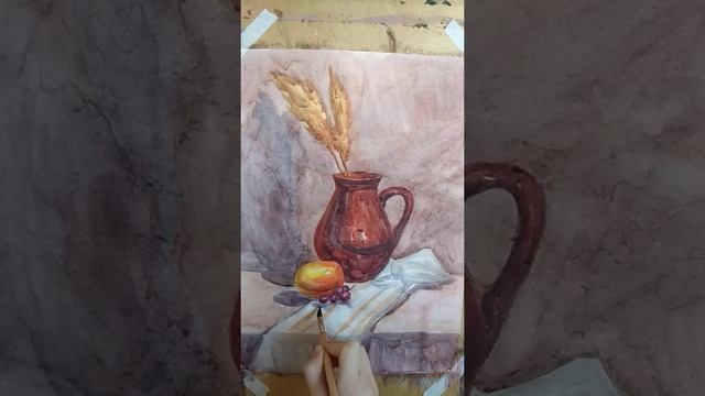 Живопись. Натюрморт из двух предметов быта и драпировки с несложным орнаментом 3 смотреть онлайн