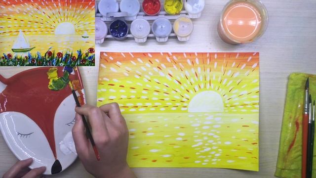 Рисуем морской пейзаж гуашью (7+) смотреть онлайн