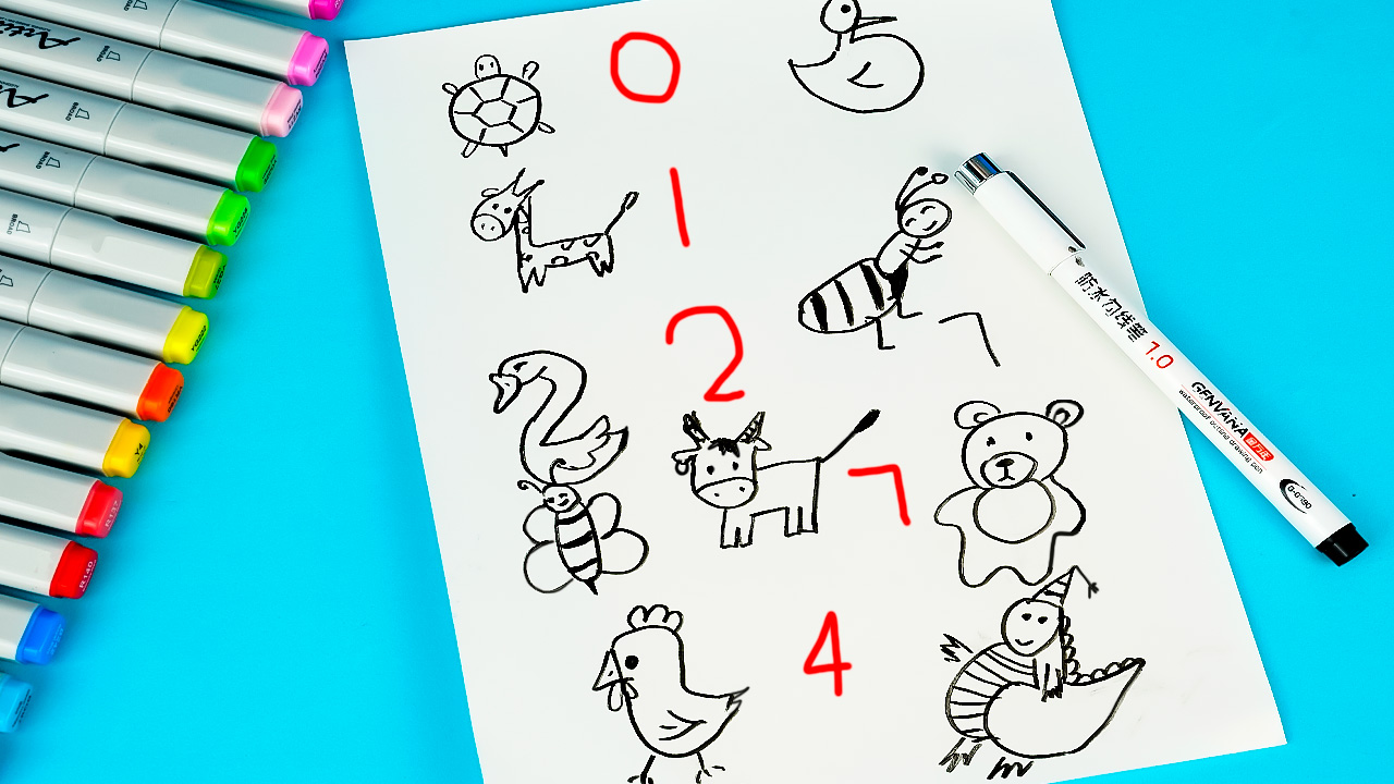 10 Лайфхаков, как нарисовать легкие и простые рисунки из цифр #2 смотреть онлайн