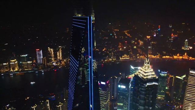 Fly through the top of SWFC(Shanghai World Finance Center) at night смотреть онлайн
