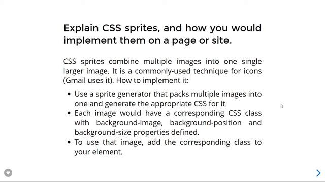 Explain CSS sprites, and how you would implement them on a page or site. смотреть онлайн