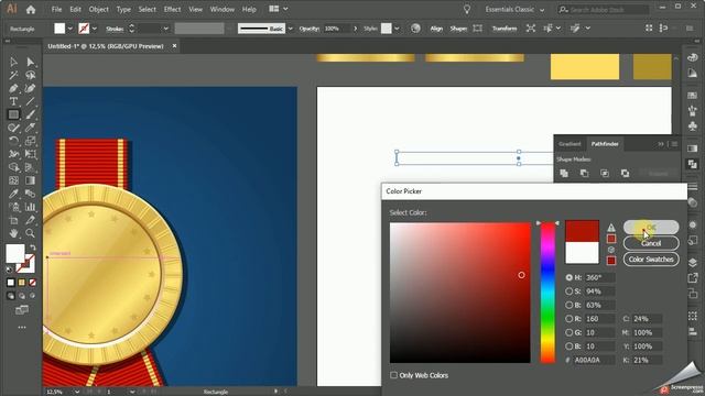 How to Create Golden Medal in Adobe Illustrator - Vector Tutorial смотреть онлайн