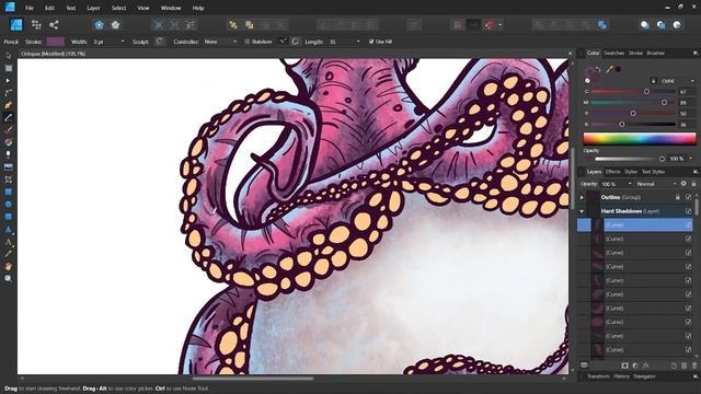 Affinity Designer - Time-lapse & breakdown (Octopus Eye) смотреть онлайн