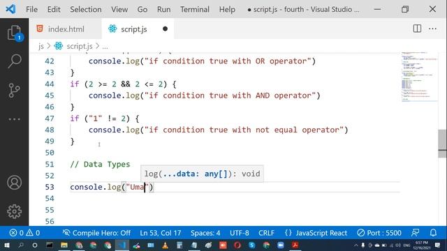 19 - JavaScript Class 4 | Data Types | Conditional and Logical Operators | Muhammad Umair Ahmad смотреть онлайн