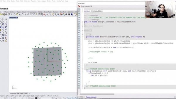 Graham Scan Algorithm (Convex Hull) with Grasshopper C#