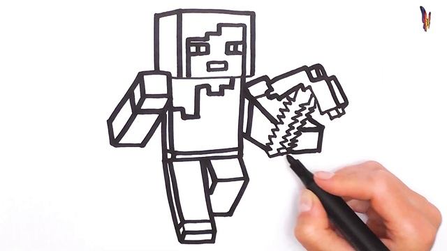 Учимся рисовать простые рисунки. Рисунок Раскраска герой из игры майнкрафт. смотреть онлайн