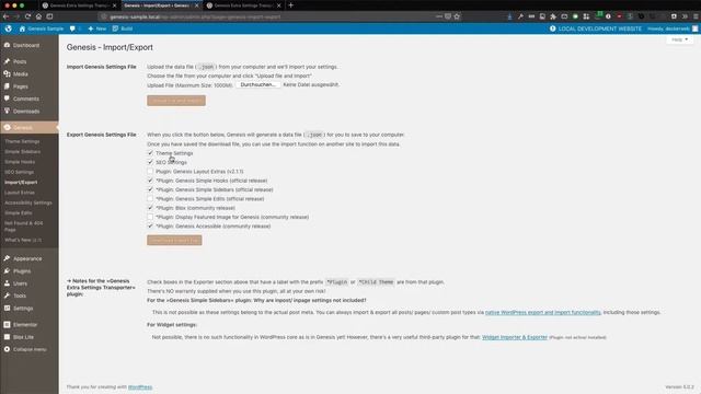 Migrate Settings Between Genesis Sites - Genesis Extra Settings Transporter - WordPress Plugin Demo смотреть онлайн