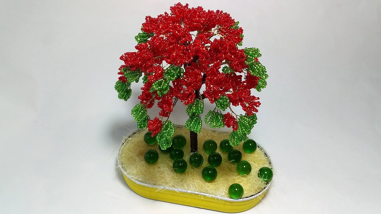 Дерево из бисера. Красная Акация.1 часть. Мастер класс. Пошаговый МК для начинающих смотреть онлайн