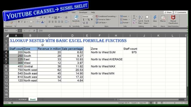 XLOOKUP nesting with SUM, AVERAGE, MAX and MIN in excel смотреть онлайн