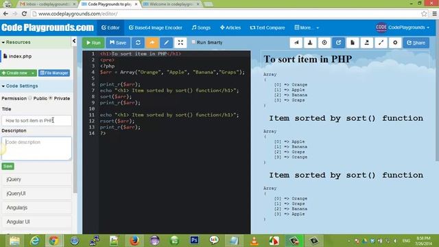 How to check php codes in CodePlaygrounds.com смотреть онлайн