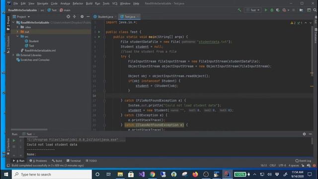 Java 2, Fall 2020 - Read and Write an Object to a File смотреть онлайн