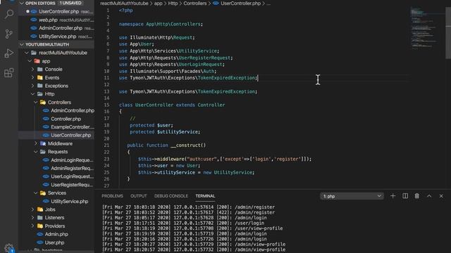 Laravel Lumen & React Redux Role Based Authorization(5)-View Profile,Refresh-Token Logout API смотреть онлайн