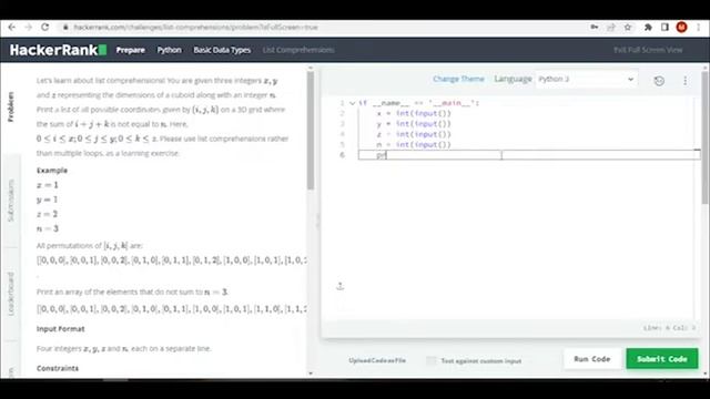 Learn Python | List Comprehension | Hackerrank Python Solution смотреть онлайн