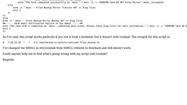 Ubuntu: Bash script not working properly from crontab смотреть онлайн