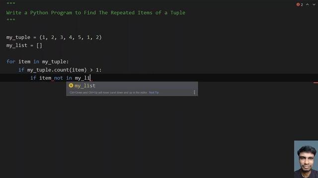 Write a Python Program to Find The Repeated Items of a Tuple смотреть онлайн