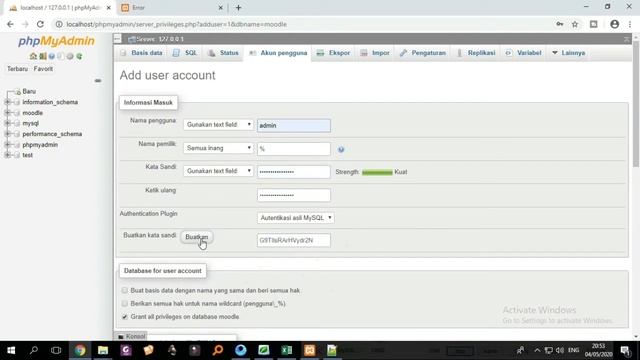 Cara Membuat Password dan Username Database mysql phpadmin moodle config php смотреть онлайн