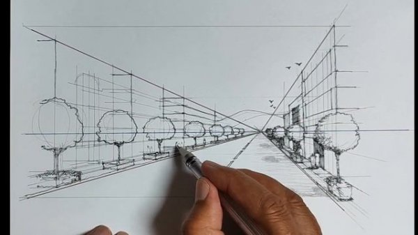 Drawing Basic One Point Perspective #perspective #architecture #drafting #penandink #howto #sketch