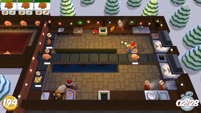 Играем в Overcooked The Festive Seasoning. уровень 1-7 3 звезды 2 игрока.
