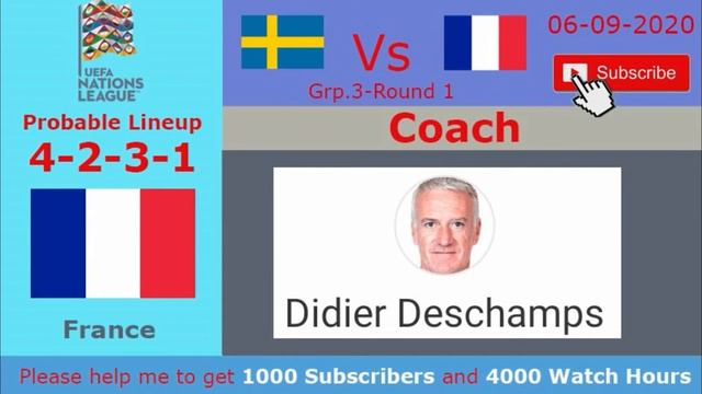 Sweden Vs France Probable Lineup in the UEFA Nations League A 06/09/2020 смотреть онлайн