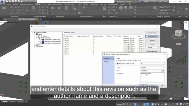 Advance Steel - Drawing Update with Revision смотреть онлайн