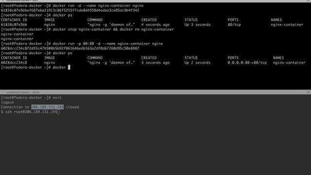 See output of default process in a docker container смотреть онлайн