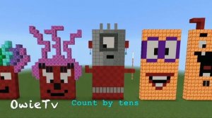 Numberblocks Minecraft Counting by 10s Learn to Count Nursery Rhymes Math Learning Songs For Kids