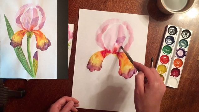 Рисуем ирисы. Уровень: новичок. Способ #2 смотреть онлайн