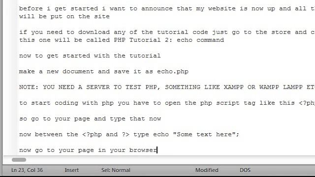 PHP Tutorial 2: echo command смотреть онлайн