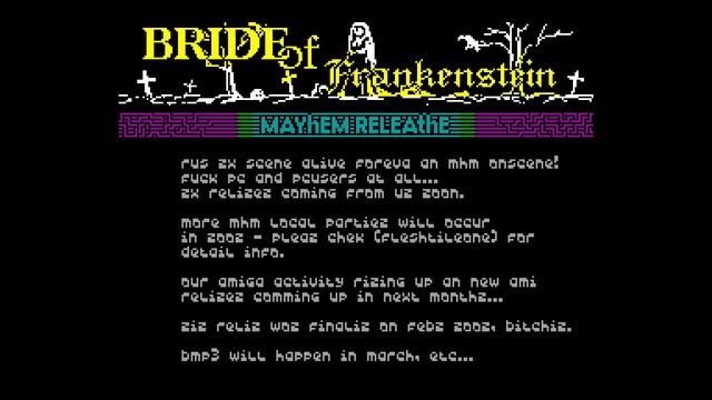 Bride Of Frankenstein Crack Intro - Mayhem [#zx spectrum] смотреть онлайн