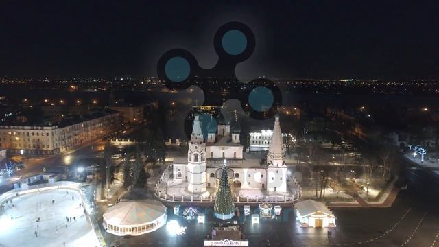 Ярославль. Новогодняя Советская площадь. Зима, вечер. Аэросъемка. (3) смотреть онлайн