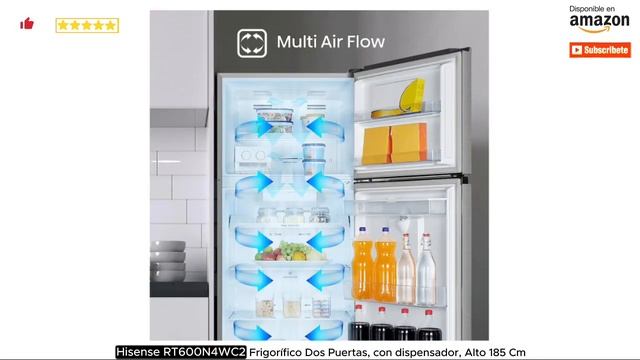 AMAZON - Hisense RT600N4WC2 - Frigorífico Congelador de Dos Puertas, con dispensador, Alto 185 Cm смотреть онлайн
