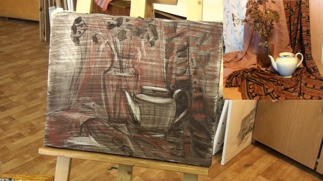 Натюрморт мягким материалом (сепия, сангина, уголь) смотреть онлайн