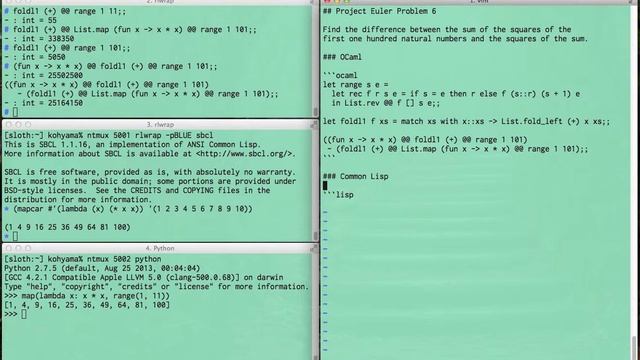 Multilingual Development with Ntmux - OCaml, Common Lisp and Python смотреть онлайн