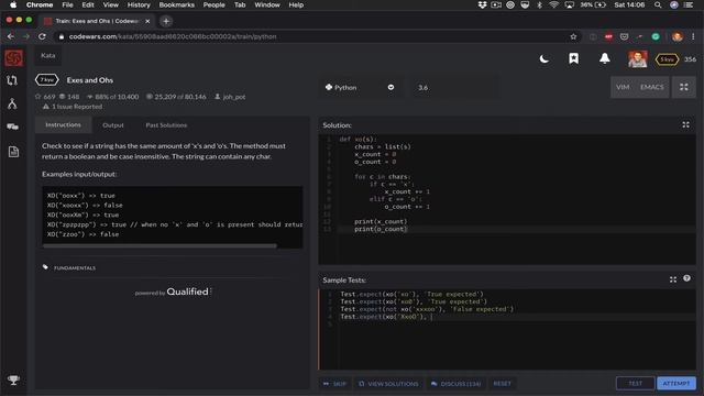 Codewars Exes and Ohs in Python смотреть онлайн