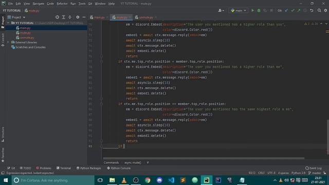 HOW TO MAKE MUTE AND TEMP MUTE WITH DISCORD.PY || MUTE COMMAND || TEMP MUTE || PYTHON SERIES смотреть онлайн